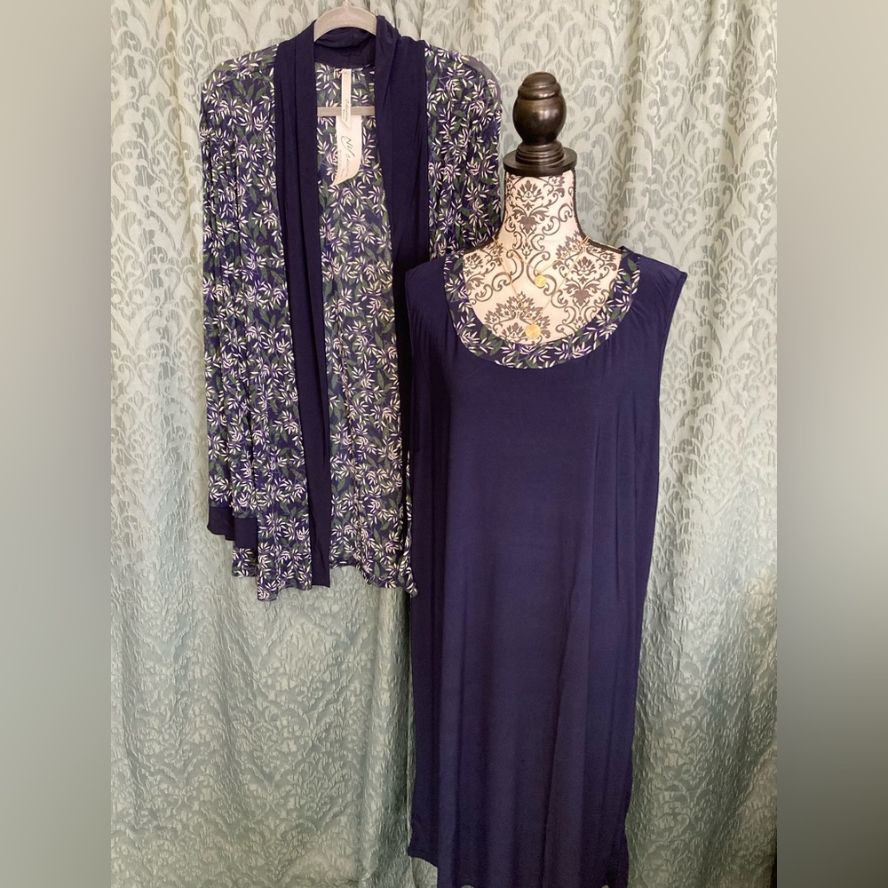 NY Collection | NWT Women’s 2 Piece Set Floral Sheer Cardigan & Dress - Picture 4 of 8